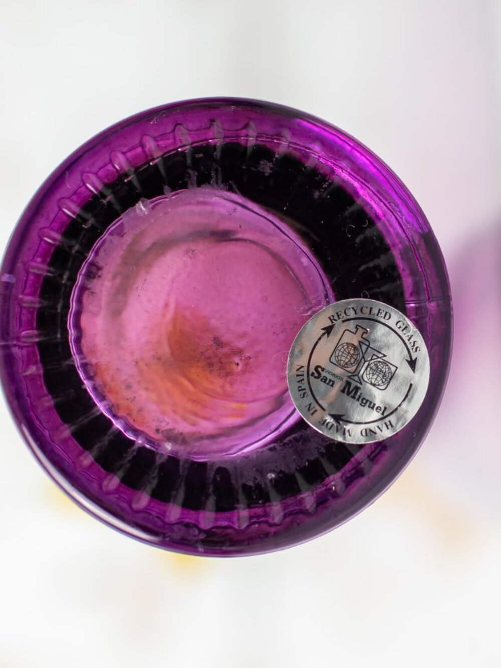 Vidrios San Miguel Handmade Recycled Glass Vase Spain Purple Flower Vintage - Picture 5 of 7